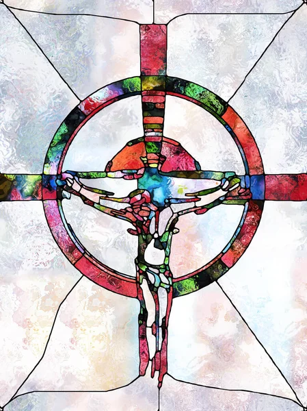 Вера Света Серия Игр Cross Stained Glass Состав Органического Окна — стоковое фото