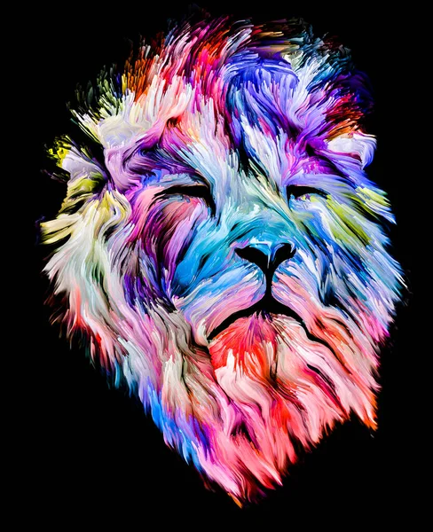 Serie Pintura Animal Retrato León Pintura Colorida Sobre Temas Imaginación —  Fotos de Stock