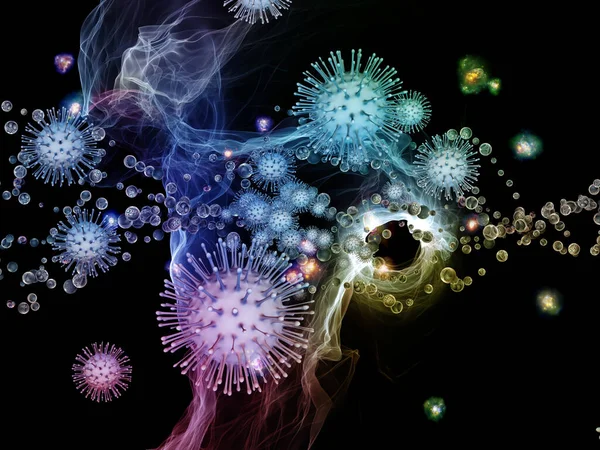 Rendering Coronavirus Virus Particle Micro Environment Elements Subject Viral Infection — Stock Photo, Image