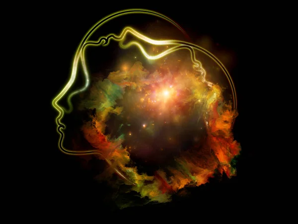 Ілюстрація Сяючого Людського Силуету Фрактальної Фарби Світла Тему Розуму Свідомості — стокове фото