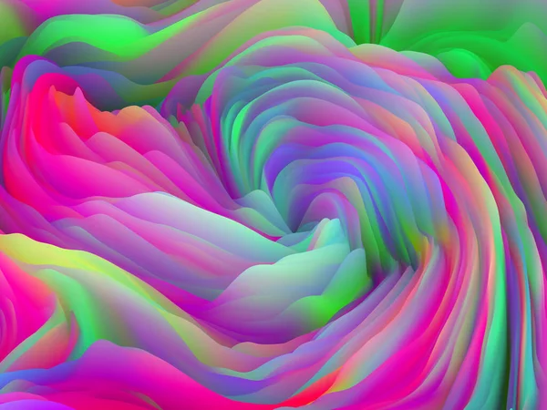 表面のねじれ 次元波シリーズ 渦巻くカラーテクスチャの配置 アート 創造性 デザインをテーマにランダム乱流の3Dレンダリング — ストック写真