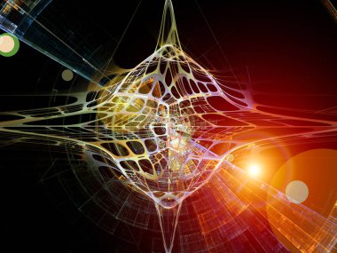 Topolojik üç boyutlu yapay yapı uzayda. Teknoloji, bilim, eğitim ve araştırma konularındaki illüstrasyon.