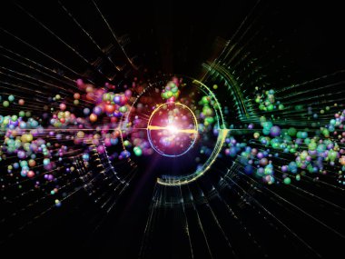 Temel parçacık fiziği, derin uzay, astrofizik, eğitim ve sanal gerçeklik konularındaki fraktal patlama ve atomik yapıların 3 boyutlu çizimi.