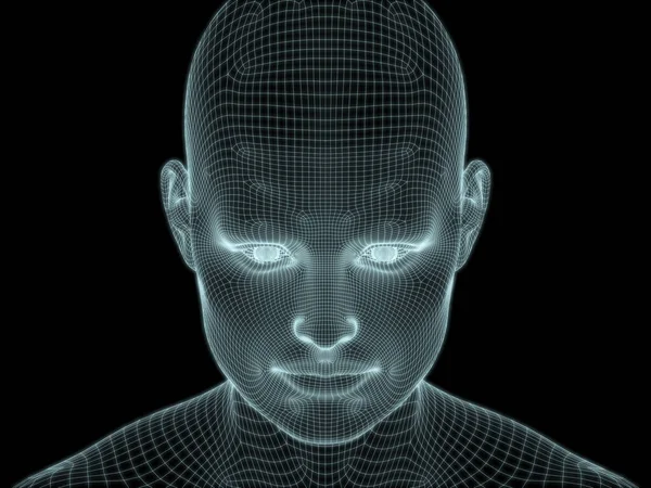 Human Face Close Render Wire Mesh Use Illustrations Technology Education — Stock Photo, Image