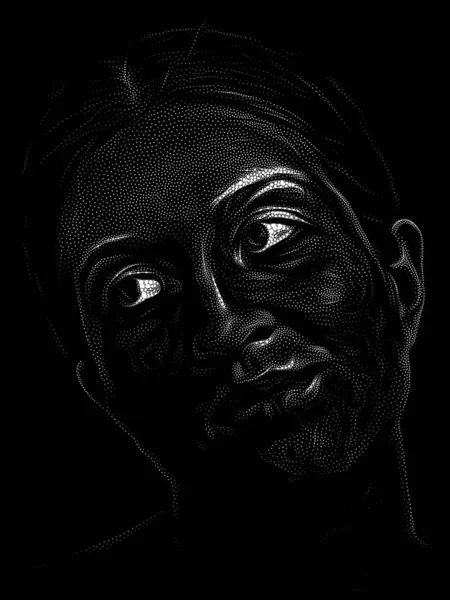 Stipple Portrait Serie Das Gesicht Einer Jungen Frau Traditionellem Pointillistischen — Stockfoto