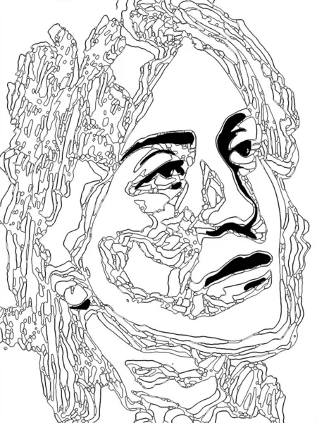 Face Pattern series. Art and design study of black and white pattern of female face for use in stained glass and coloring.