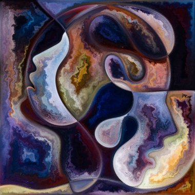 İç Akış. Colors In Us serisi. İnsan siluetlerinin, sanat dokularının ve renklerin kompozisyonu yaşam, drama, şiir ve algı ile ilişkili olarak etkileşir