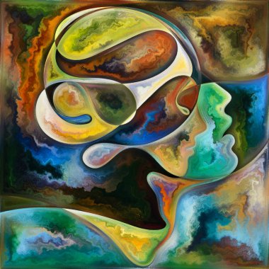 İç Akış. Colors In Us serisi. İnsan siluetlerinin, sanat dokularının ve renklerin kompozisyonu yaşam, drama, şiir ve algı ile ilişkili olarak etkileşir