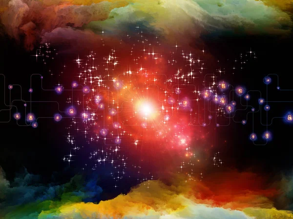 Abstrakt Sammansättning Fraktal Nebulosa Virtuellt Nätverk Och Ljus Temat Modern — Stockfoto