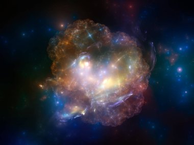 Temel parçacık oluşturma, uzay fiziği, astrofizik, eğitim ve sanal gerçeklik konularındaki fraktal kürelerin ve ışıkların 3 boyutlu çizimi.