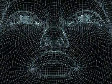 İnsan kafasının teknoloji, eğitim ve bilgisayar bilimleri illüstrasyonlarında kullanılması için tel örgüye dönüştürülmesi