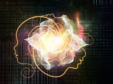 Ağ elementleri ve birden fazla insan kafa profili yapay zeka ve modern teknoloji üzerine kompozisyon