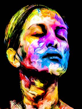 Renkli Kadın serisi. Yaratıcılık, hayal gücü ve sanat konularında genç bir kadının parlak portresi.