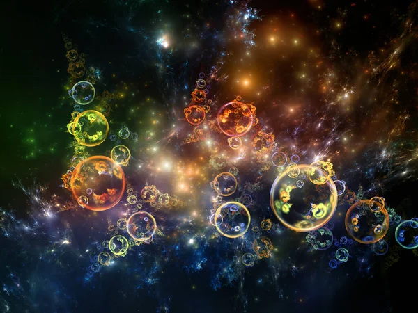 Temel parçacık oluşturma, uzay fiziği, astrofizik, eğitim ve sanal gerçeklik konularındaki fraktal kürelerin ve ışıkların 3 boyutlu çizimi.