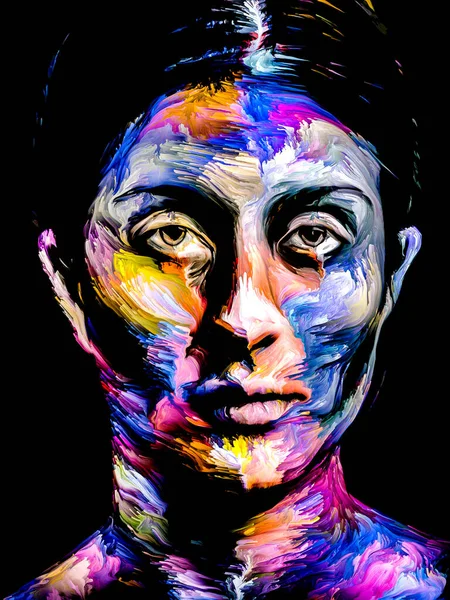 Ludzie Serii Color Kolorowy Abstrakcyjny Portret Młodej Kobiety Temat Kreatywności — Zdjęcie stockowe