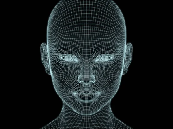 Render Human Head Face Wire Mesh Use Illustration Design — Stock Photo, Image