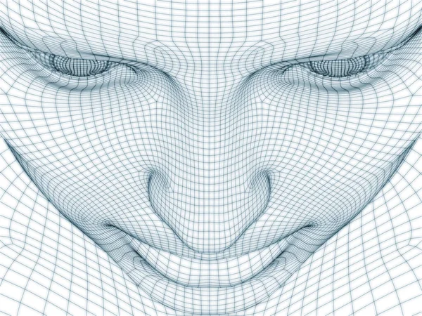 İnsan kafası ve yüzünün üç boyutlu görüntülenmesi illüstrasyon ve tasarım için tel örgüsü olarak kullanılacak