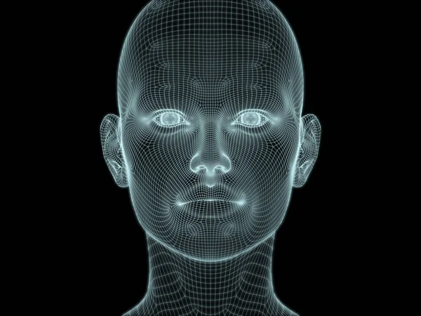 Teknoloji, eğitim ve bilgisayar bilimleri illüstrasyonlarında kullanılmak üzere insan kafasının tel örgüsü içinde 3B görüntüsü