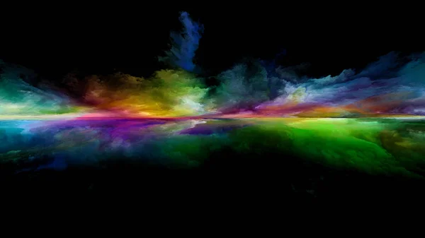 Neverland Landscape Perspective Paint Series Graphic Composition Clouds Colors Lights — Stock Photo, Image