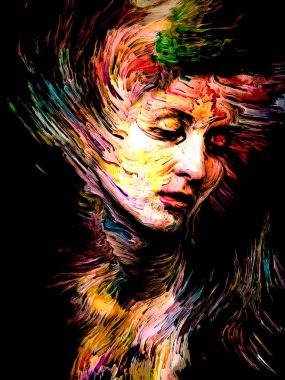 Kişilik, yaratıcılık ve sanat konularında genç bir kadının yağlı mürekkepli portresi