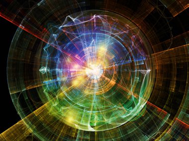 Concentric Teknoloji serisi. Serbest simetrik fraktal yapıların etkileşimi ve bilim ve modern teknoloji üzerine ışık.