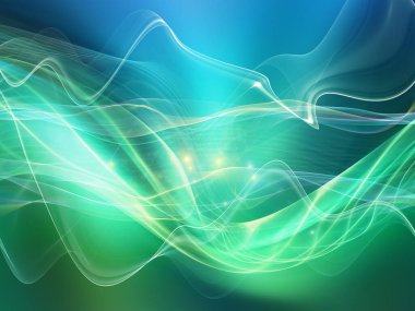 Işık dalgası serisi. Modern teknoloji ve bilim üzerine fraktal sinüs dalgaları ve ışıklar.