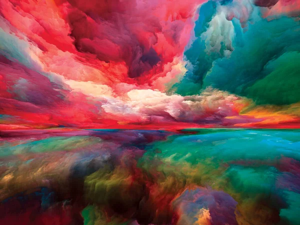虹の悟り 現実逃避シリーズ 風景画 想像力 創造性 芸術をテーマにしたシュールな日の出の色とテクスチャの抽象的な配置 — ストック写真