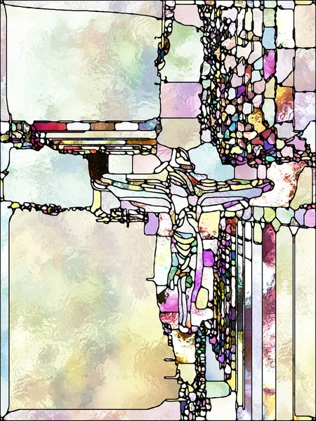 Fragmentos Cruz Vidrieras Serie Composición Abstracta Del Patrón Color Ventana — Foto de Stock