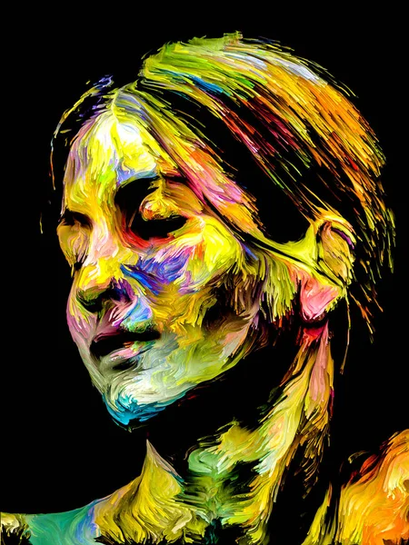 Les Gens Série Color Portrait Abstrait Peint Coloré Jeune Femme — Photo