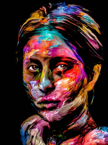 Serie Mujer Color Retrato Pintura Texturizada Abstracta Mujer Joven Sobre —  Fotos de Stock