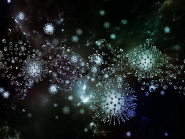 科罗纳威斯现实 病毒流行病系列 与病毒 流行病 疾病和健康有关的珊瑚微粒和微空间元素的三维说明 — 图库照片