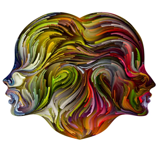 Série Coração Remendado Silhuetas Faciais Coloridas Abstratas Casal Pintado Forma — Fotografia de Stock