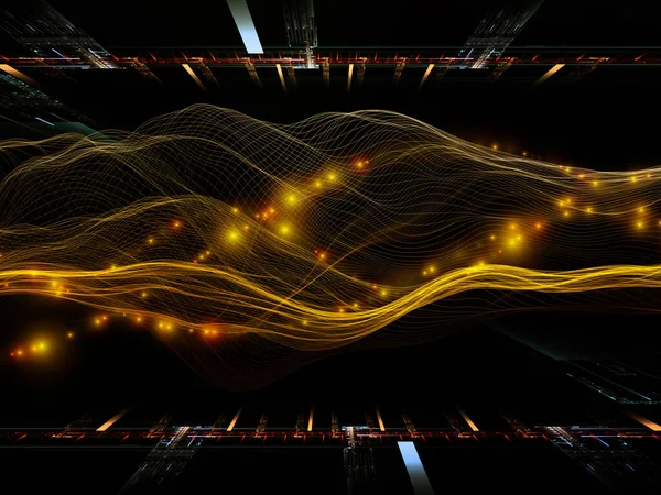 Mondi Digitali Serie Virtual Wave Sfondo Onde Sinusoidali Orizzontali Particelle — Foto Stock