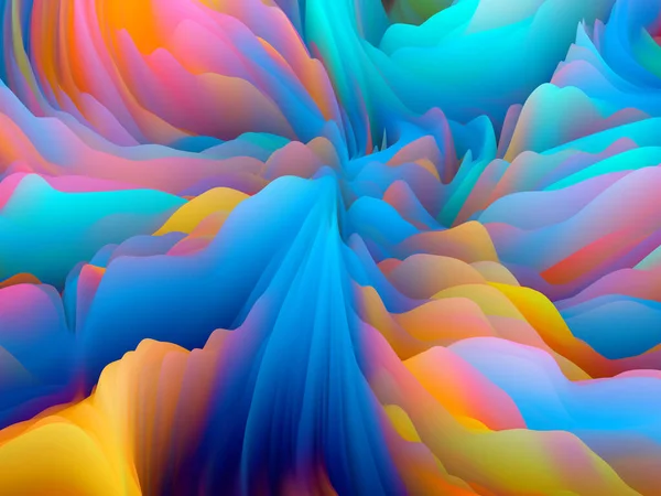 表面扭转 维波系列 旋转彩色纹理的组成 3D渲染随机湍流作为艺术 创造力和设计的隐喻 — 图库照片