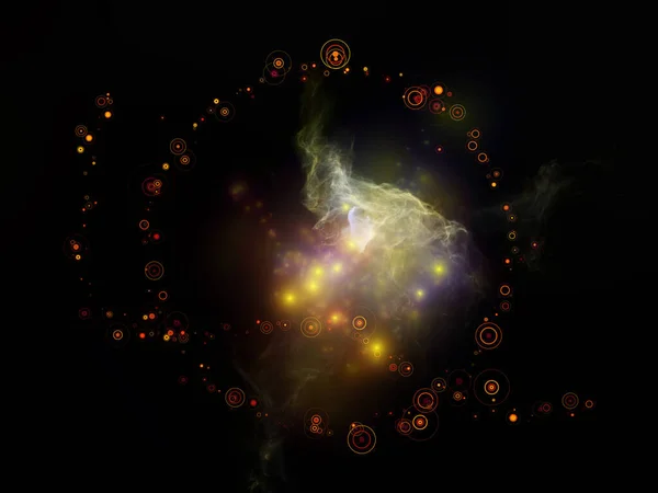 Muster Des Weltraums Zusammenspiel Von Licht Fraktalem Nebel Und Kreisen — Stockfoto