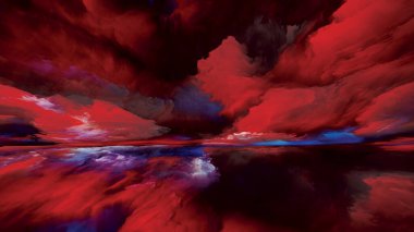 Ölümün Ötesindeki Renkler. Gerçekliğe Kaçış dizisi. Manzara resmi, hayal gücü, yaratıcılık ve sanat konularında gerçeküstü gün batımı renkleri ve dokularından oluşan sanatsal soyutlama