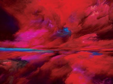 Gökyüzü Rüyaları. Gerçekliğe Kaçış dizisi. Manzara resmi, hayal gücü, yaratıcılık ve sanat projeleri için gerçeküstü gün batımı renklerinden ve dokulardan oluşan arkaplan