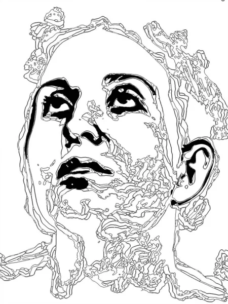 Face Path Series Искусство Дизайн Черно Белого Рисунка Женского Лица — стоковое фото