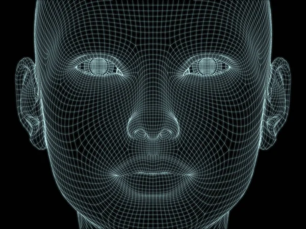 Render Human Head Face Wire Mesh Use Illustration Design — Stock Photo, Image