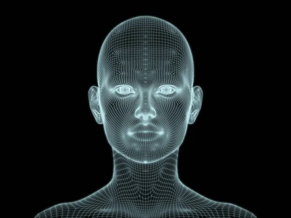 Рендеринг Голови Людини Дротяній Сітці Використання Ілюстраціях Технологій Освіти Комп — стокове фото