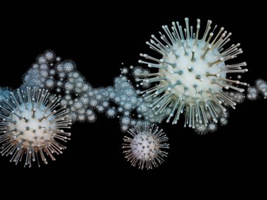 Coronavirus Gerçekliği. Viral Salgın Serisi. Koronavirüs parçacıkları ve mikro uzay elementlerinin virüs, salgın hastalık, enfeksiyon, hastalık ve sağlıkla ilişkili 3D çizimi