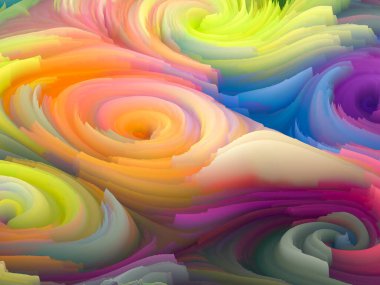 Renk Fırtınası serisi. Sanat ve tasarım konularında duvar kağıdı veya arkaplan görevi görecek üç boyutlu renkli boya dalgaları oluşturma