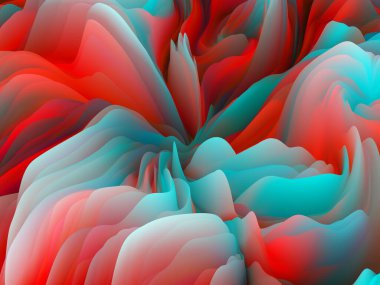 Yüzey bükülmesi. Boyutsal Dalga serisi. Dönen Renk Dokusunun grafiksel bileşimi. Sanat, yaratıcılık ve tasarım konularında 3 boyutlu türbülans oluşturma