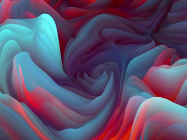 Yüzey bükülmesi. Boyutsal Dalga serisi. Dönen Renk Dokusunun grafiksel bileşimi. Sanat, yaratıcılık ve tasarım konularında 3 boyutlu türbülans oluşturma