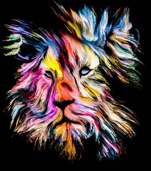 Animal Paint Series Lion Head Colorful Paint Subject Imagination Creativity — Stock Photo, Image