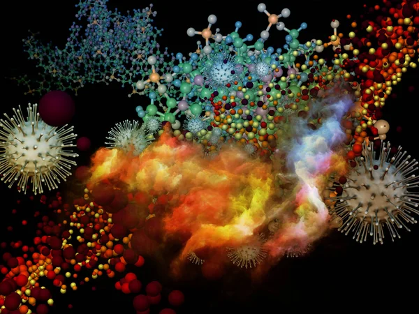 Rendering Particelle Virali Coronavirus Elementi Molecolari Astratti Tridimensionali Sul Tema — Foto Stock