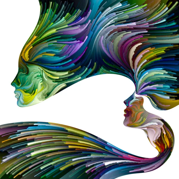 Emotionale Palette Serie Vorwärtsgewalt Abstrakte Malerei Lebendigen Farben Weiblicher Silhouetten — Stockfoto