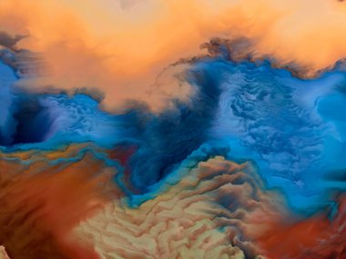 Renk Soyutlaması. İmkansız Gezegen serisi. Sanat, yaratıcılık ve tasarım ile ilişkili renklerin ve gradyanların canlı akışının bileşimi