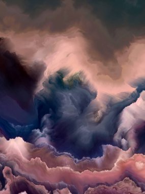 Asla Dağları. İmkansız Gezegen serisi. Sanat, yaratıcılık ve tasarım teması nda canlı renk tonları ve degradelerden oluşan soyut arka plan