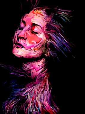 Kişilik, yaratıcılık ve sanat konularında genç bir kadının yağlı mürekkepli portresi